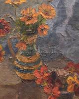 Gyelmis Lukács János (1899-1979): Virágcsendélet. olaj, vászon, 60x50 cm, keretben, jó állapotú