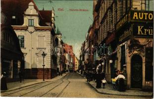 1913 Kiel, Holsten-Strasse / street view, tram, shops (EK)