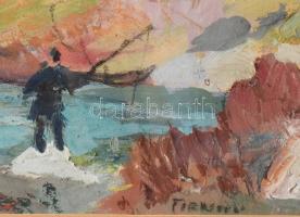 Bényi László (1909-2004): Mediterrán falu. Vegyes technika, papír. Jjl.: Bényi. 37x27 cm, keretben, ...