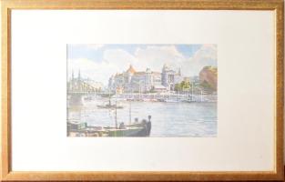 Gellért szálló. nyomat, 29,5x47 cm, keretben, üvegezett, jó állapotú