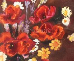 Paál Valéria Eszter: Pipacsok. Olaj, vászon, Jjl.: PáVA. 45x72 cm, keretben, kis sérüléssel