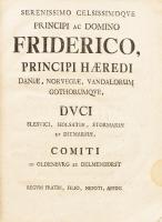 [Christian Frederik Wadskiaer (1713-1779)] Christianus Friedericus Wadskiaer: De principibus doctis Norvegis. Disputat - - -, repsondentibus praestantissimis et lectissimis laureae primae philosophicae candidatis. Hafniae, 1774, N. C. Höpffneri, 8+88 p. Latin nyelven. Papírkötés, a hátsó borító alsó sarkán hiánnyal.