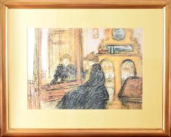 Rippl Rónai József. Nyomat, 39,5x57 cm, keretben, üvegezett, jó állapotú