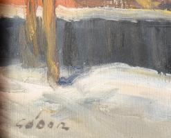 Gádor Emil (1911-1998): Téli házak. Olaj, vászon, jelezve balra lent, 50x60 cm, keretben, üvegezett,...