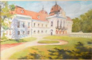 Harsányi Zsuzsanna: Gödöllői kastély. Pasztell, papír. Jjl: Harsányi 2004. 31,5x49 cm, keretben, üvegezett, jó állapotú.