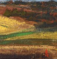 Ősz Dénes (1915 - 1980): Tarló. Olaj, vászon. Jjl.: Ősz; hátulján etikett: Képzőművészeti Alap Képcs...