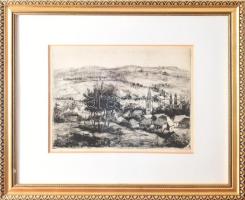 Mészáros Lajos (1925-1971): Ják. Rézkarc, papír, jjl.: Mészáros Lajos. 29,5x39 cm, keretben, üvegeze...