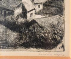 Mészáros Lajos (1925-1971): Ják. Rézkarc, papír, jjl.: Mészáros Lajos. 29,5x39 cm, keretben, üvegeze...