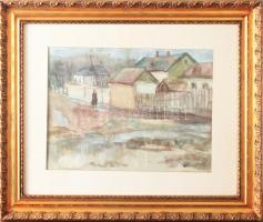Szilvássy Margit (1898-1977): Utcarészlet. Akvarell, pasztell, papír, jbl.: Szilvássy. 28x38 cm, ker...