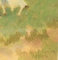Bényi László (1909-2004): Tanya kecskegidákkal. Tempera, papír, jjl.: Bényi László 1957. 24x33 cm, k...