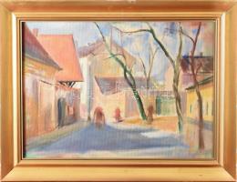 Kristófi János (1925-): Utcarészlet. Olaj, farost, Jjl.: Kristófi. 37x50 cm, keretben, kis sérüléssel.