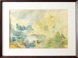 Kron Zsuzsa (1951-): Holtág. Akvarell, papír, Jjl.: Kron. 32x47 cm, keretben, üvegezett, jó állapotú.