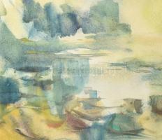 Kron Zsuzsa (1951-): Holtág. Akvarell, papír, Jjl.: Kron. 32x47 cm, keretben, üvegezett, jó állapotú