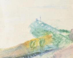 Szentiványi Lajos (1909-1973): Balatoni alkony. Akvarell, papír, 32x44 cm, keretben, üvegezett, jó á...