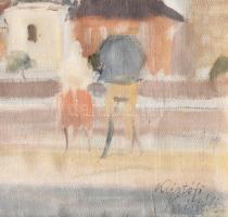 Kristófi János (1925): Templomtornyok. olaj, kartonra kasírozott vászon, jjl: Kristófi Kristófi. 37x...