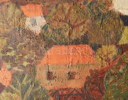 Scholtz Erik (1926-1995): Falurészlet. olaj, farost, jjl: Scholtz. 70x90 cm, keretezett, keret sérül...