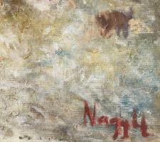 Nagy Gyula (1922-1966): Téli séta. olaj, vászon, jjl: Nagy Gy. 70x100 cm, keretezett, kereten kis sé...