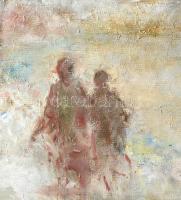 Nagy Gyula (1922-1966): Téli séta. olaj, vászon, jjl: Nagy Gy. 70x100 cm, keretezett, kereten kis sé...