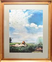 Szinyei nyomat. papír, nyomat, 73x56 cm, keretezett, üvegezett, . dekoratív