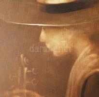 Vinczellér Imre (1953-): Koncert előtt. Olaj, vászon, jjl.: Vinczellér Imre 92. 80x100 cm, keretezet...