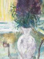 Tóvári Tóth István (1909-2004): Ablakos csendélet. tempera, papír, jbf.: Tóvári:/Tóth/:István 1956. ...