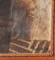 Scholtz Erik (1926-1995): Lila ruhás hölgy fotelben. Olaj, vászon, jjl.: Scholz. 70x90 cm, keretezet...