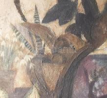 Scholtz Erik (1926-1995): Lila ruhás hölgy fotelben. Olaj, vászon, jjl.: Scholz. 70x90 cm, keretezet...