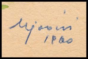 Ujváry Lajos (1925-2006): Lovászi, 1960. Akvarell, golyóstoll, papír, jelzett. 29×41 cm