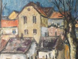 Hegyi György (1922-2001): Pataki cigánysor. Olaj, vászon, jjl.: Hegyi György. 60x80 cm, keretezett, ...