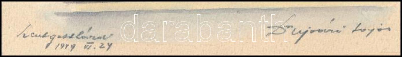 Ujváry Lajos (1925-2006): Szentgotthárdi részlet, 1959. Akvarell, papír, jelzett. 22×16 cm