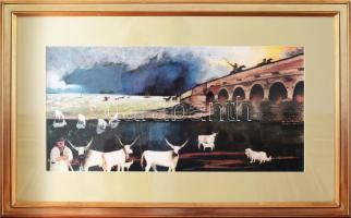 Csontváry nyomat. Papír, nyomat, 38x80 cm, keretezett, üvegezett, jó állapotú