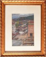 Ismeretlen művész: Gyárépület. Pasztell, papír, jelzés nélkül. 35x25 cm, keretezett, üvegezett, jó á...