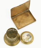 T. Leonardt & Co.angol réz potpourri tartó m: 5,5 cm + díszes szivarkatartó 5,5x8 cm