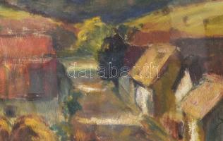 Kövesi Albi (1900-): Falusi táj. Olaj, karton, jbl.: Kövesi Albi. 40x50 cm, keretezett, üvegezett, j...