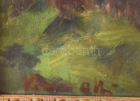 Kövesi Albi (1900-): Falusi táj. Olaj, karton, jbl.: Kövesi Albi. 40x50 cm, keretezett, üvegezett, j...