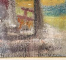 Moldován István (1911-2000): Parkban. Pasztell, papír, jjl: Moldván. 44x61 cm, keretezett, üvegezett...