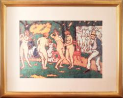 Rippl-Rónai nyomat. Papír, nyomat, 39x57 cm, keretezett, üvegezett, kis sérüléssel