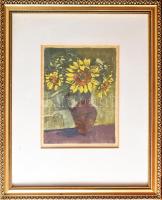 Krajcsirovits Henrik (1929-2007): Váza. Monotípia, jjl.: Krajcsirovits 956. 30x40 cm, keretezett, üv...