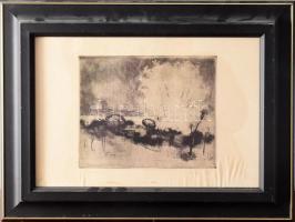 Szőnyi István (1894-1960): Virágzó fa. Rézkarc, papír, jjl.: Szőnyi István; jbl.: Virágzó fa. 20x24 ...