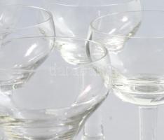 cca 19. sz. vége, Fújt borospohár garnitúra. 8 darab, csiszolt 0,1l mércerészekkel, kis pattogzásokk...