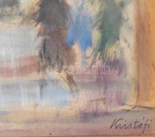 Kristófi János (1925-): Városrészlet. Pasztell, papír, jjl.: Kristófi. 34x49 cm, keretezett, üvegeze...