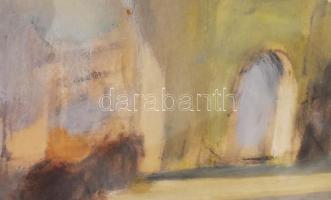 Kristófi János (1925-): Városrészlet. Pasztell, papír, jjl.: Kristófi. 34x49 cm, keretezett, üvegeze...