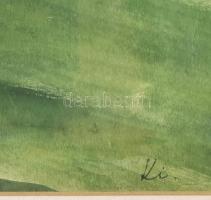 "Ki" jelzéssel: Patakpart. Akvarell, papír, jjl.: Ki. 22x34,5 cm, keretezett, üvegezett, j...