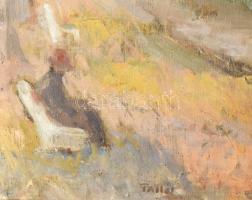 Tallós Ilona (1918-1991): Folyópart. Olaj, vászon, jbl.: Tallós. 60x80 cm, keretezett, jó állapotú