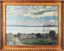 Fenyő Andor Endre (1904-1971): A Balaton ősszel. Olaj, vászon, jjl.: Fenyő; hátulján Képcsarnokos etikett, raktári szám: 3216. 60x80 cm, keretezett, jó állapotú.