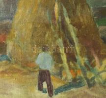 Jakuba János (1909-1974): Tihany. Olaj, vászon, jjl.: Jakuba; hátulján Képcsarnokos etikett, raktári...