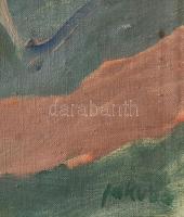 Jakuba János (1909-1974): Házak. Olaj, vászon, jjl.: Jakuba. 60x80 cm, keretezett, jó állapotú