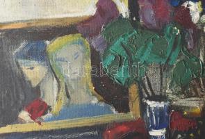 Dobi Piroska (1929-): Csendélet. Olaj, farost, jjl.: Dobi P. 62x75 cm, keretezett, jó állapotú