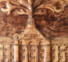 Ismeretlen művész: Gellért Hotel. Bőrkép, jelzés nélkül. 93x117 cm, jó állapotú