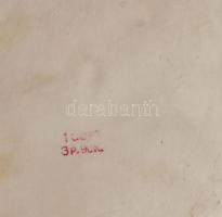 Gzhel sajtdeszka, jelzett, kis kopással, h: 22,5 cm